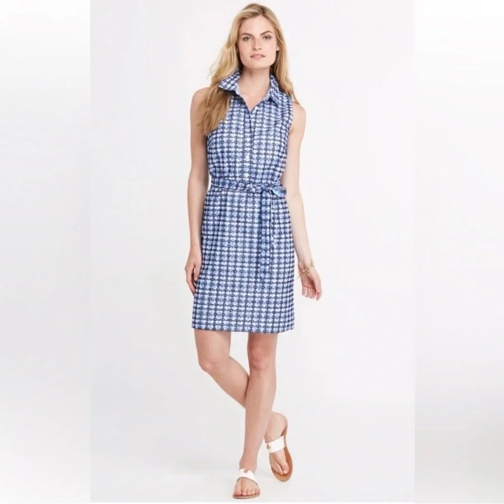 Vineyard Vines Eyelet Gingham Belted Mini Dress - Picture 1 of 11